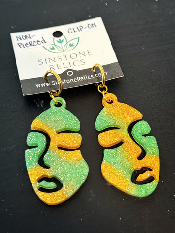 NON-Pierced: Golden Mint Goddess Clip-On Earrings