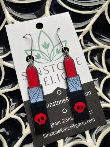 Gothic Ghoul Lipstick Dangle Earrings