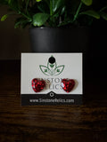 Ruby Gem Heart Stud Earrings