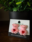 Teddy Bear Studs in Pink