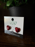 Ruby Gem Heart Stud Earrings