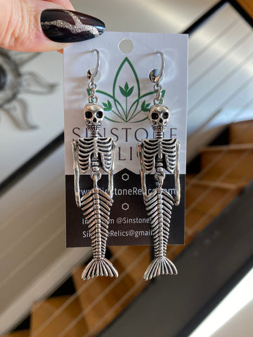Skeleton Mermaid Dangle Earrings