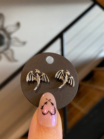 Dragon Stud Earrings in Silver